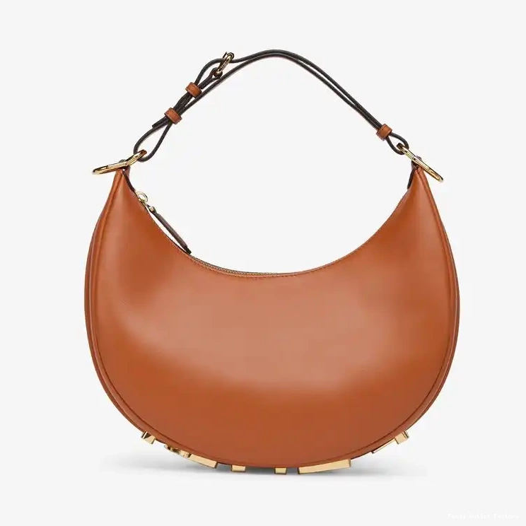 HOT Small Brown Fendigraphy In Leather Hobo Fendi Bag Calf 0502